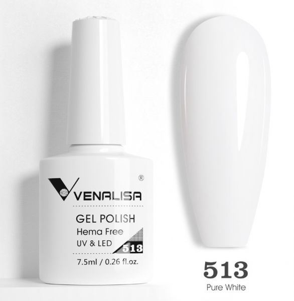 UV/LED GÉLLAKK COLOR 513 - FEHÉR - 7.5 ML - VENALISA