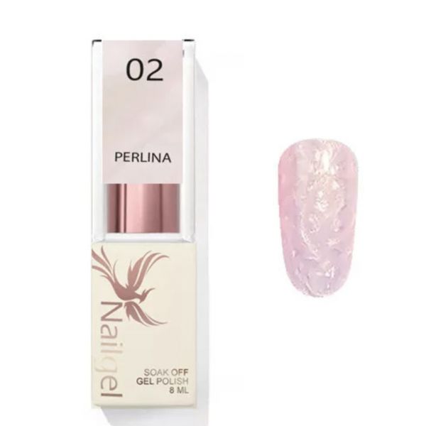 NAILGEL - PERLINA 02 - 8ML - SELYEMFÉNYŰ RÓZSASZÍN GÉL LAKK