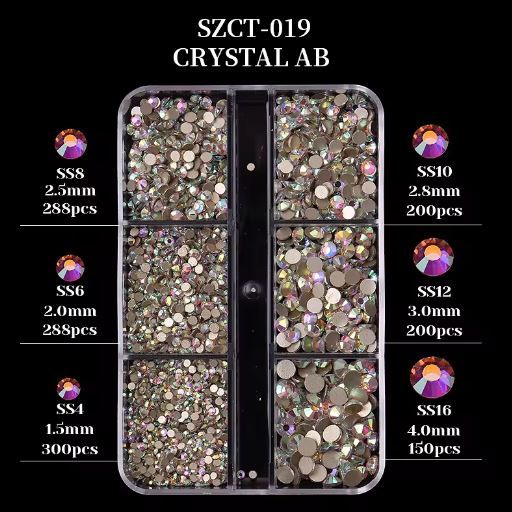 STRASSZKŐ BOX - GOLD, AB - 019