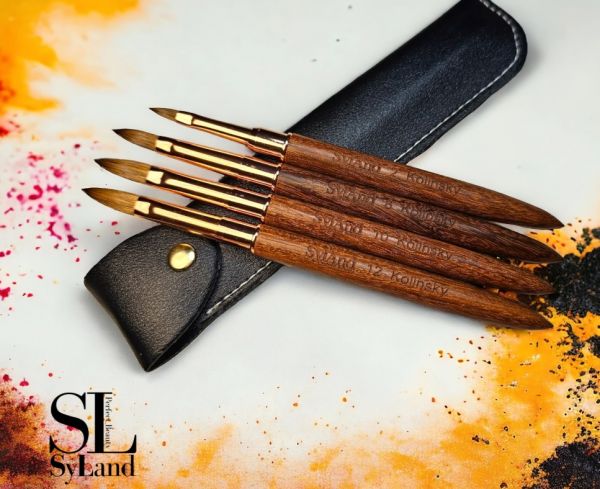 Ecset - porcelános profi #6, fekete műbőr tokkal - Syland