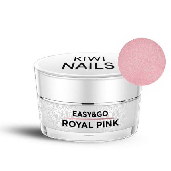 Kiwi Nails - Easy & Go Builder Gel - Royal pink, csillámos zselé