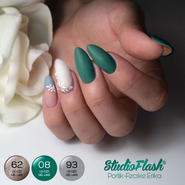 Emerald zöldes szürkés csillogós gél lakk szett