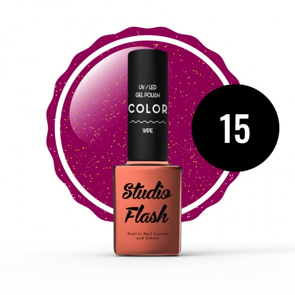 UV/LED Géllakk Color 15 - Burgundi Mályva - 12 ml - StudioFlash