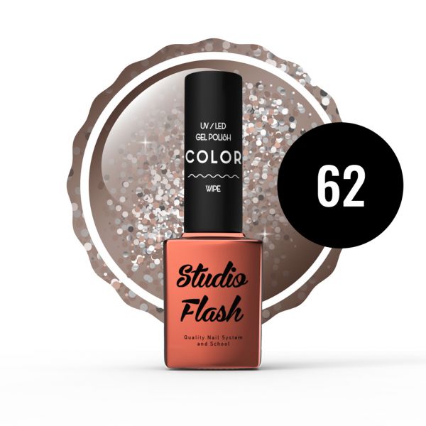 UV/LED Géllakk Color 62 - Csillanó Csoki - 12 ml - StudioFlash