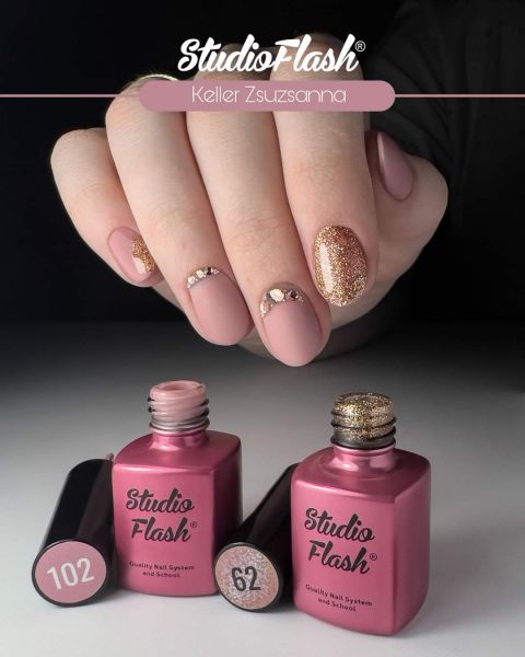 UV/LED Géllakk Color 62 - Csillanó Csoki - 12 ml - StudioFlash