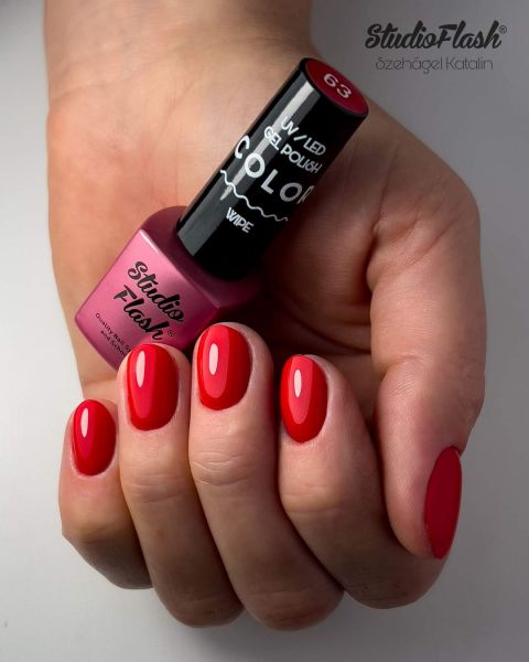 UV/LED Géllakk Color 63 - Rózsavér Piros - 12 ml - StudioFlash