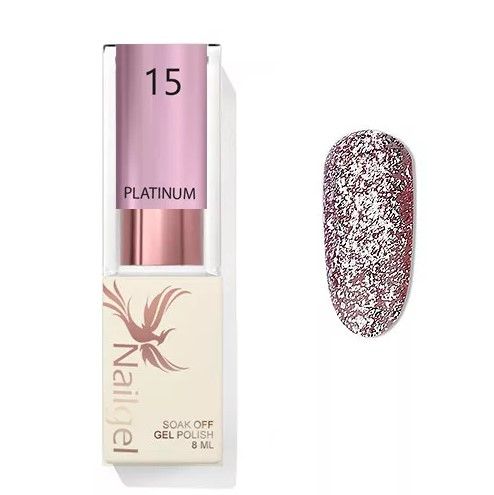 Nailgel – Platinum 015 - 8ml - gél lakk – Metál csillogó géllakk
